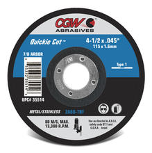 CGW Abrasives 45012 - Quickie Cut Reinforced Cut-Off Wheels, Type 1