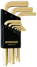 Bondhus 38299 - Set 9 GoldGuard Plated Hex L-wrenches 1.5-10mm - Short