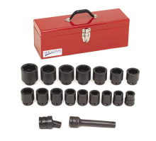 Williams JHWWS-6-18TB - 18 pc 3/4" Drive 6-Point SAE Shallow Socket Set in Metal Tool Box