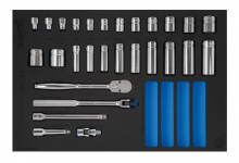 Williams JHWFWSB-28F - 28 pc 3/8 Drive 12-Point SAE Shallow & Deep Socket and Drive Tool Set in 1/3 Foam Drawer Inset