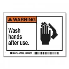 Brady 86838 - Brady Warning Wash Hands After Use Labels